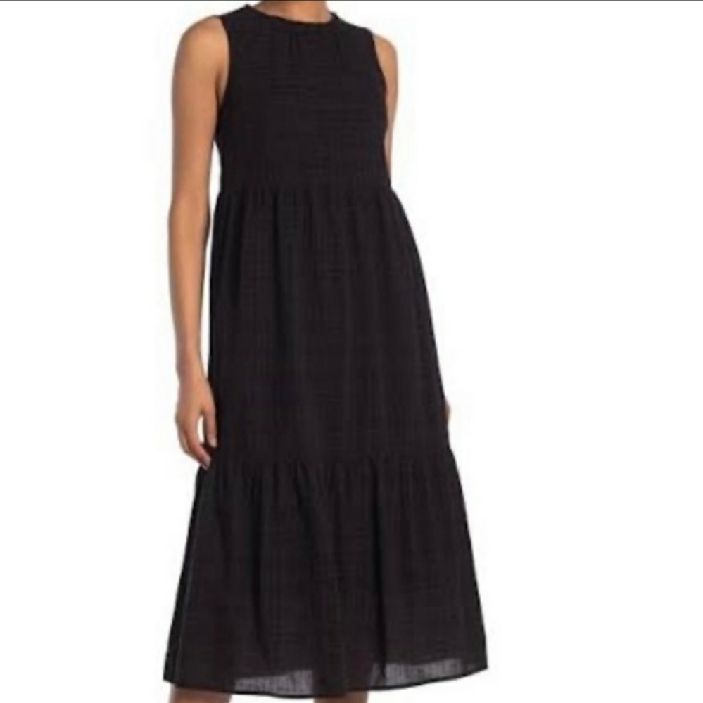 SPIRIT OF GRACE BLACK PLAID TIERED MAXI DRESS